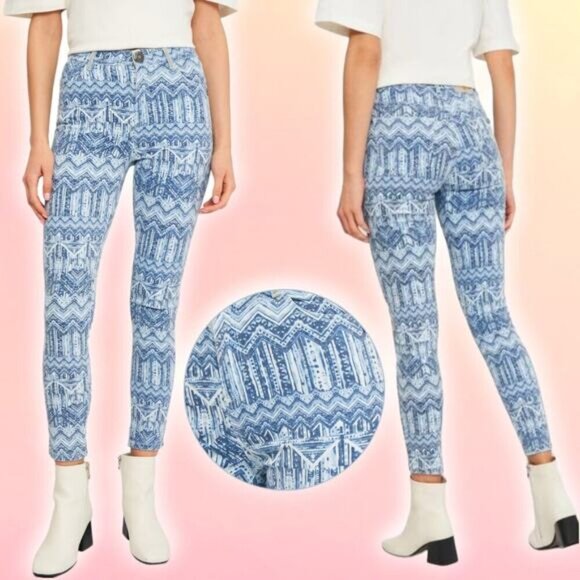 NWT DESIGUAL High Waisted Skinny Jean Sz 4 Blue - Picture 1 of 9